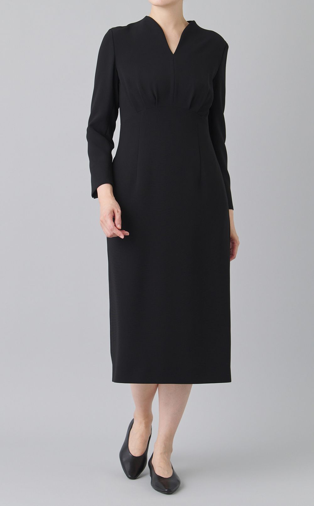 Vネックダブルクロスワンピース