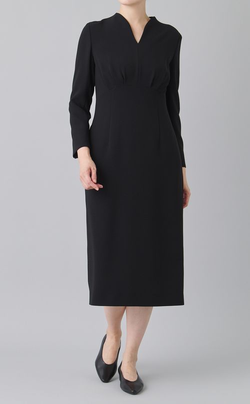 Vネックダブルクロスワンピース