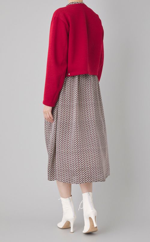 ノーカラードットボタンカーディガン