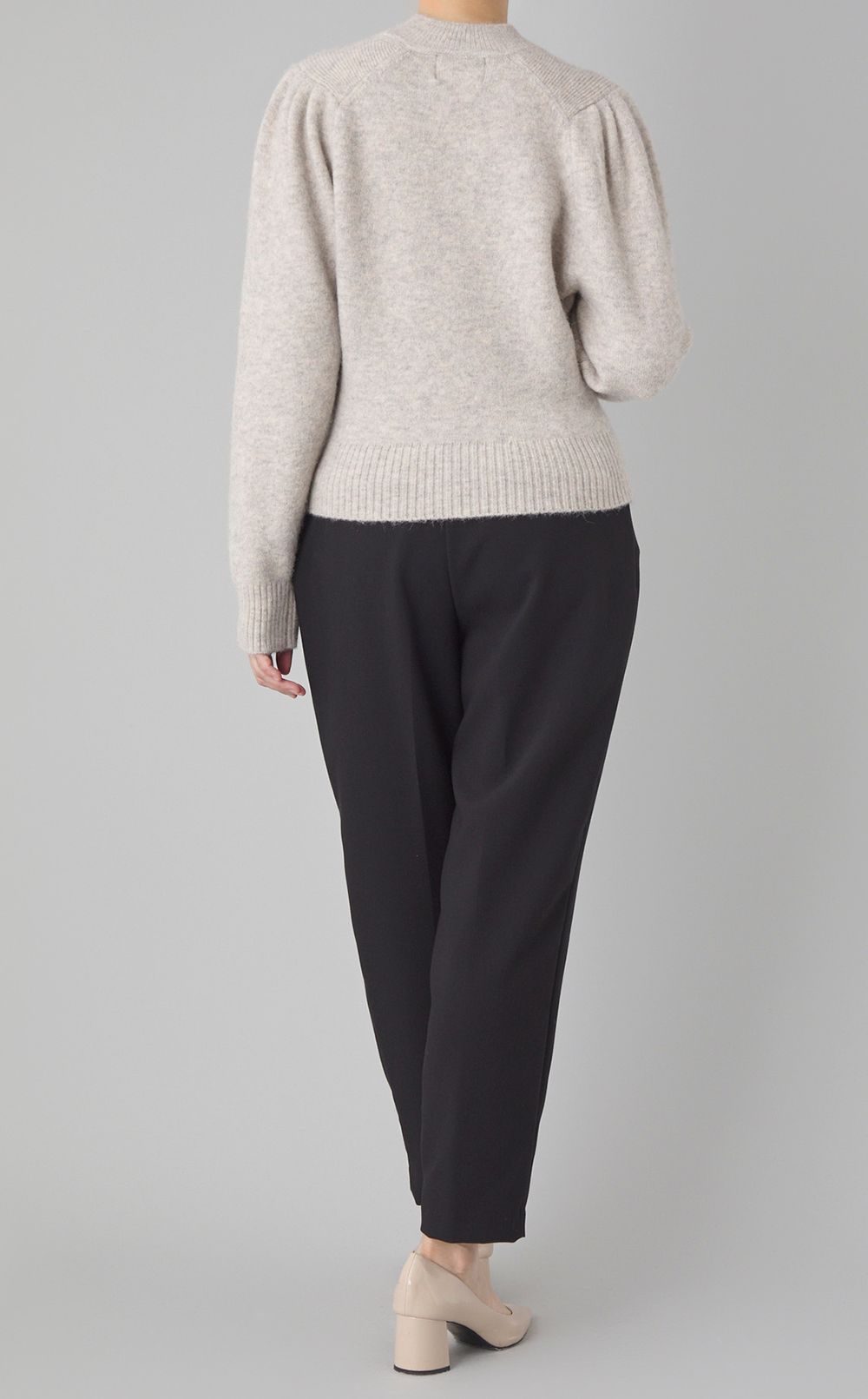 ウールパフスリーブハイネックニット