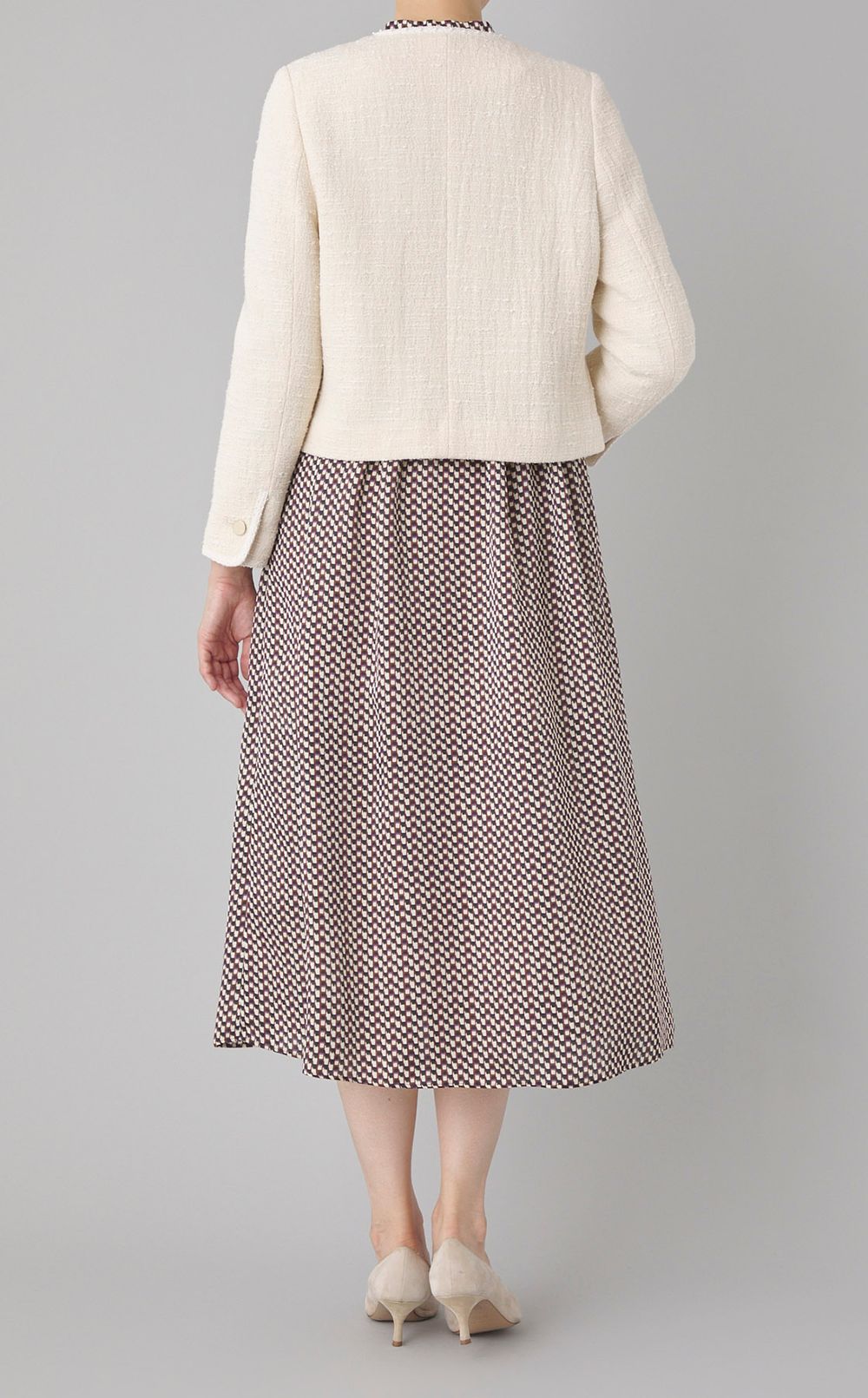 コットンツイードノーカラージャケット