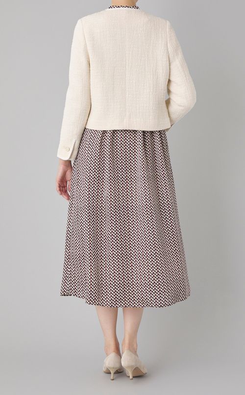 コットンツイードノーカラージャケット