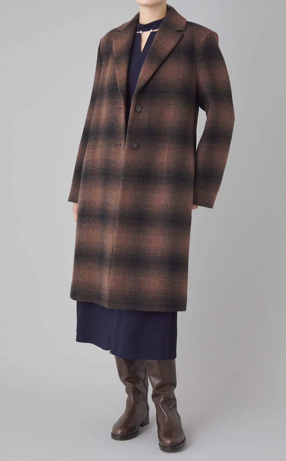 ブラッシュチェックテーラードコート