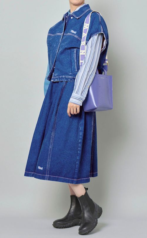 ウォッシュドデニムノースリーブブルゾン