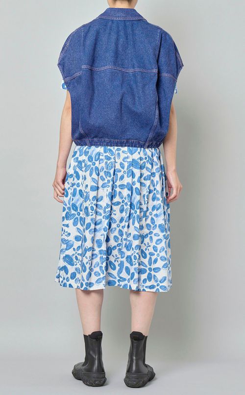 ウォッシュドデニムノースリーブブルゾン