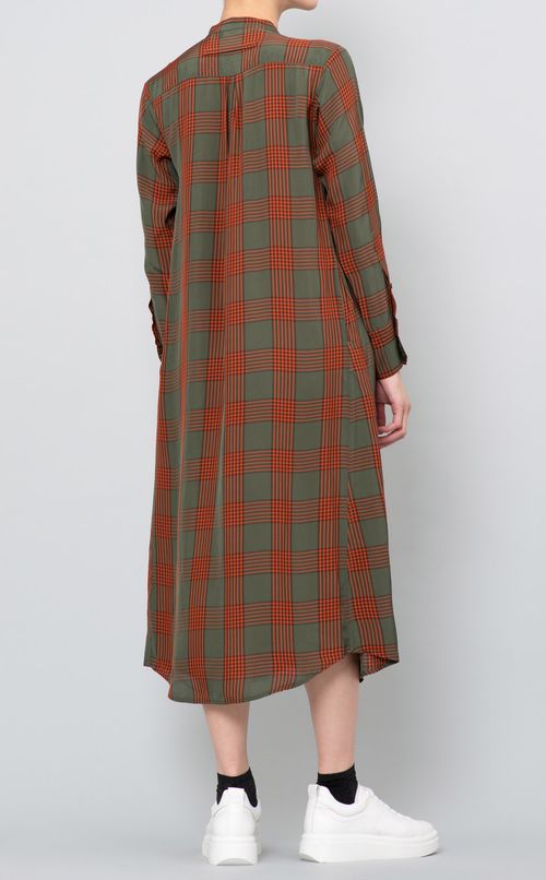 チェックノーカラーワンピース