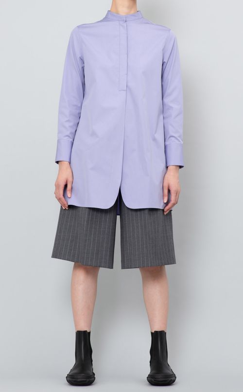 スタンドカラーロングシャツ