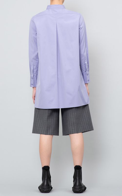 スタンドカラーロングシャツ