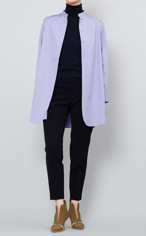 スタンドカラーロングシャツ