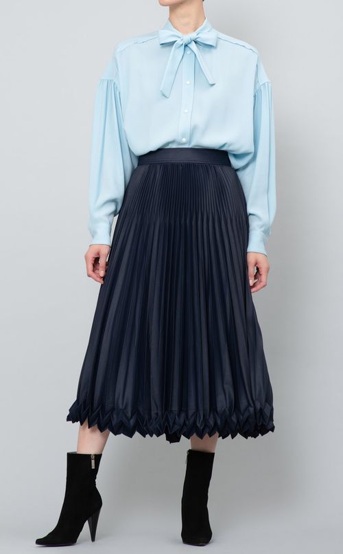 切替プリーツロングスカート