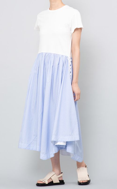 ストライプアシンメトリーヘムワンピース