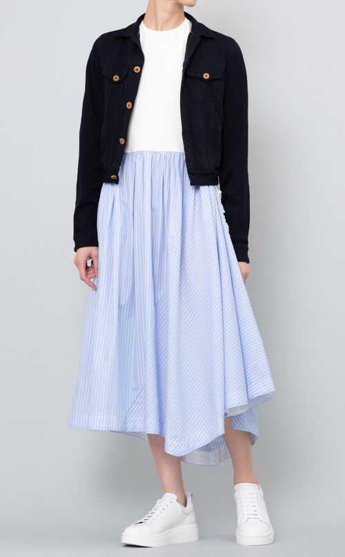 ストライプアシンメトリーヘムワンピース