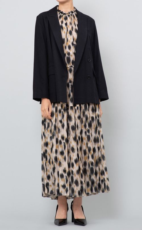 レオパードプリントティアードワンピース