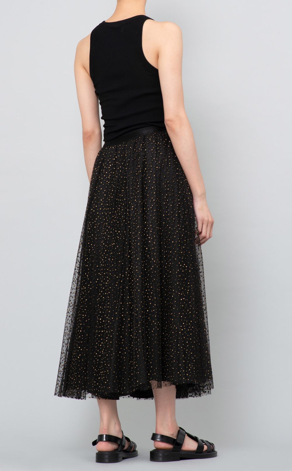 ラメドットチュールレース付スカート