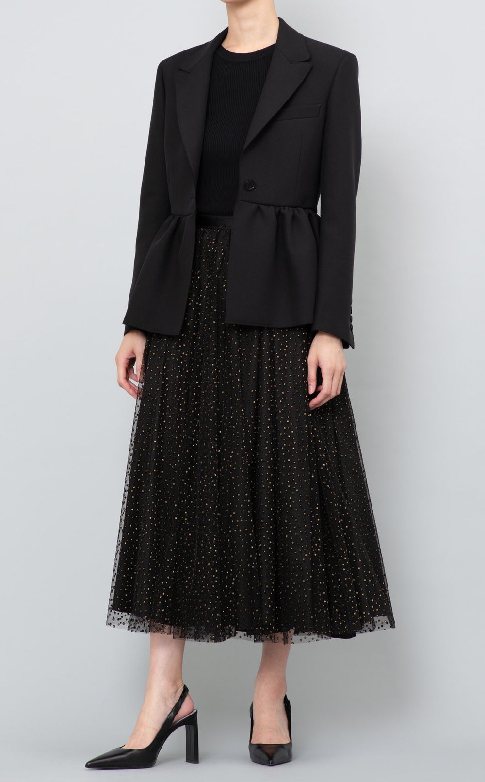 ラメドットチュールレース付スカート