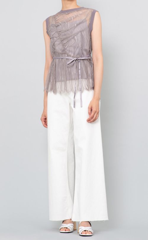 タックギャザーレースブラウス