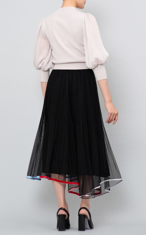 シアースリーブニットブラウス