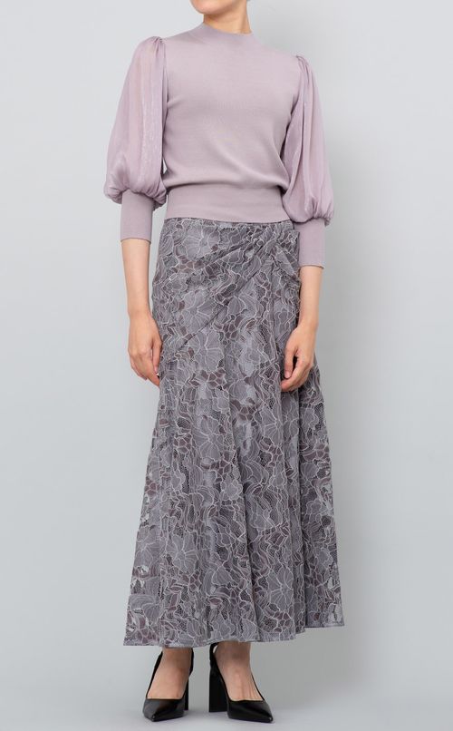 シアースリーブニットブラウス