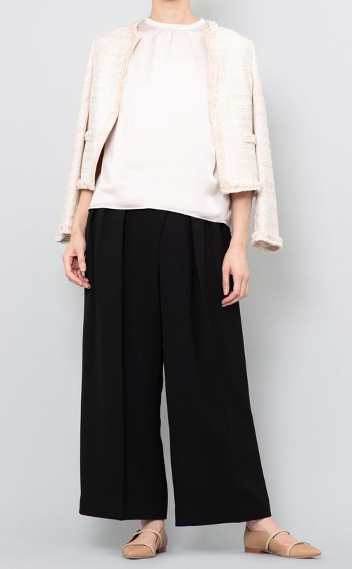 サテンオーガンジーフリルブラウス