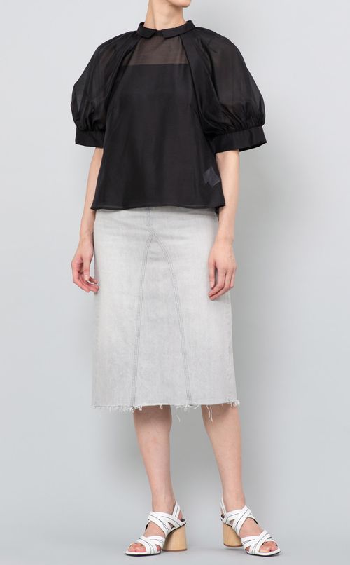 オーガンジーパフスリーブブラウス