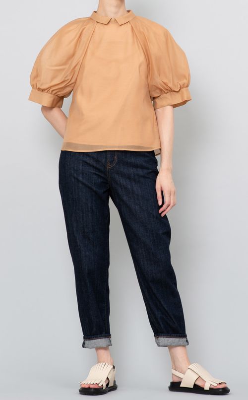 オーガンジーパフスリーブブラウス