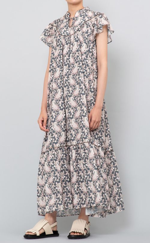 ペイズリープリントスモックワンピース