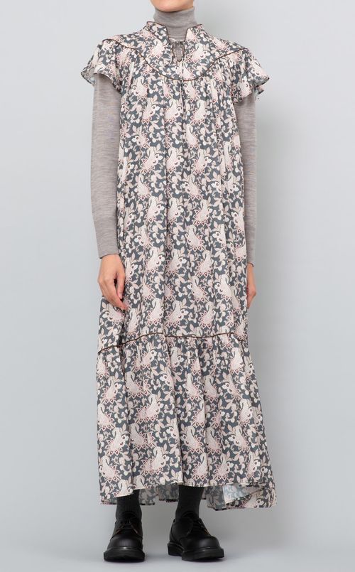 ペイズリープリントスモックワンピース