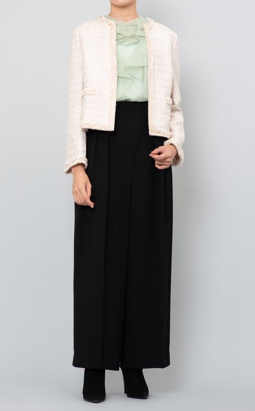 ボウタイラッフルブラウス