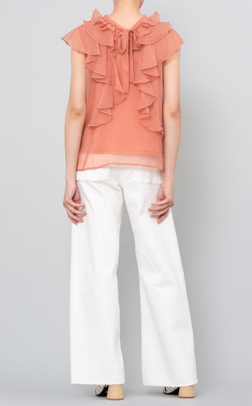 ボウタイラッフルブラウス