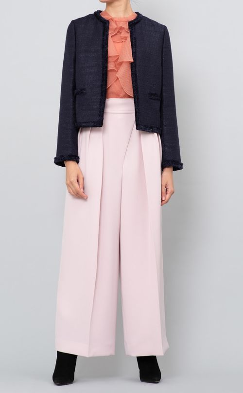 ボウタイラッフルブラウス