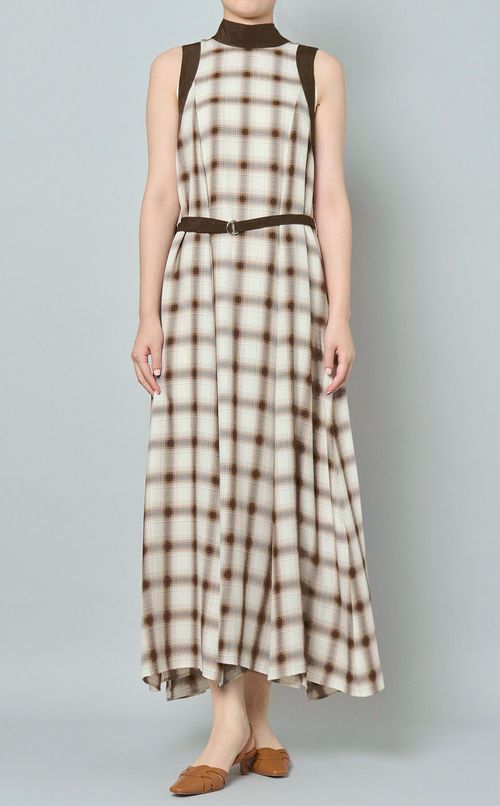 バッグリボンチェックワンピース