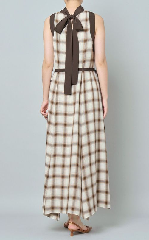 バッグリボンチェックワンピース