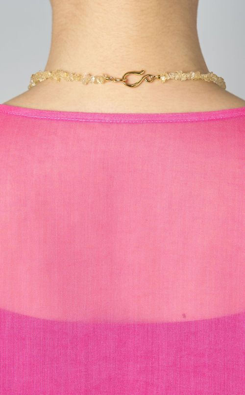 シトリン淡水パールネックレス