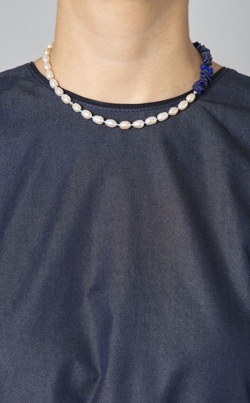 ラピスラズリ淡水パールネックレス