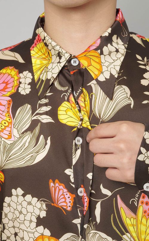 バタフライプリントシャツ