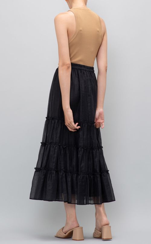 オーガンジーティアードロングスカート