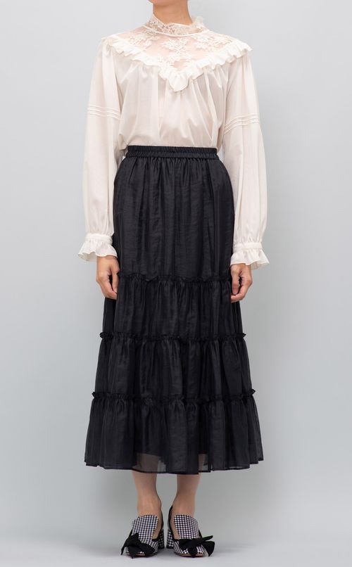 オーガンジーティアードロングスカート