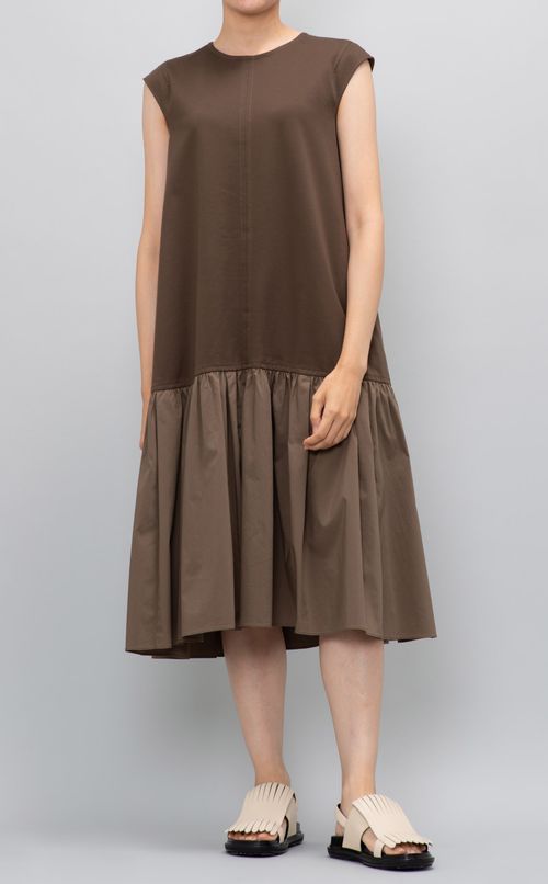 カットソーコンビティアードワンピース