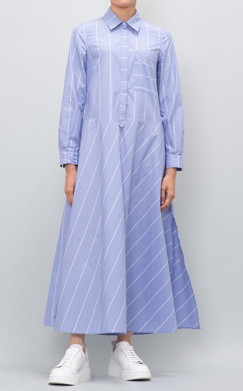 ストライププリントシャツワンピース