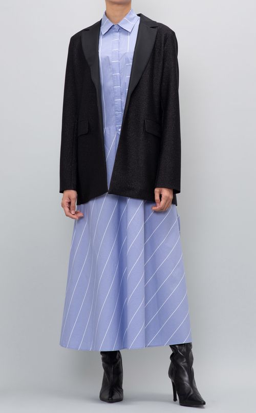 ストライププリントシャツワンピース