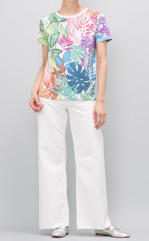 コットンリーフプリントTシャツ