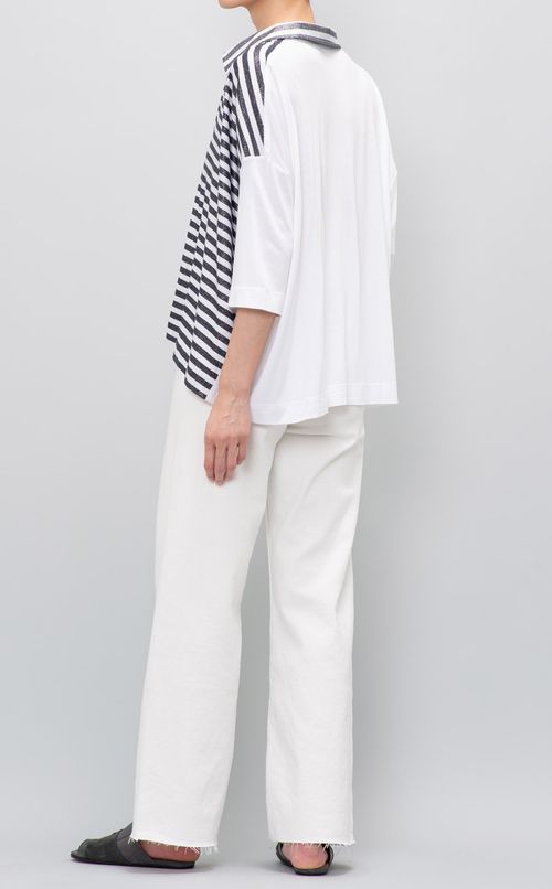 ボーダーオープンネックカットソー