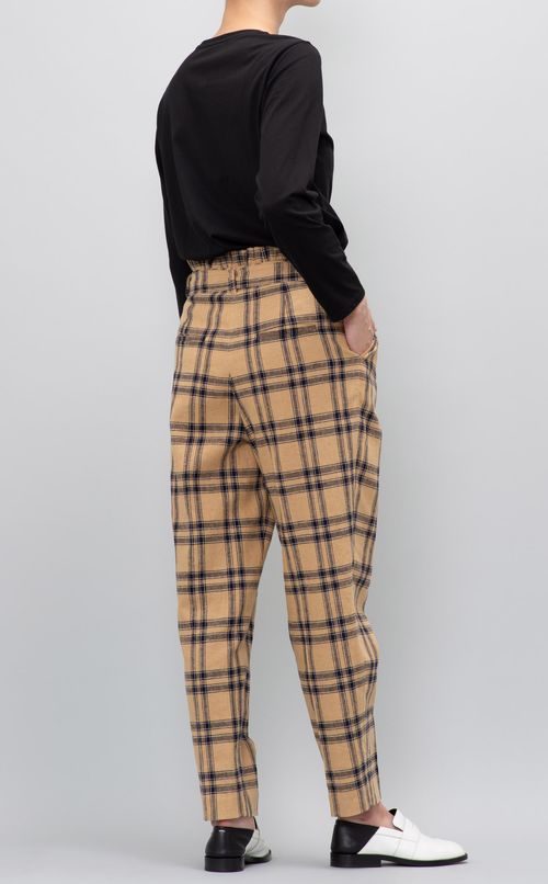 ベルト付チェックテーパードパンツ