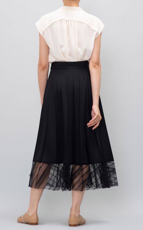 裾レース切替プリーツスカート