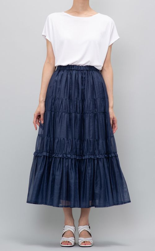 オーガンジーティアードロングスカート