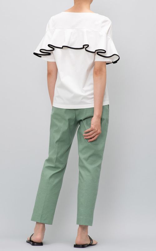 バックフレアパイピングブラウス