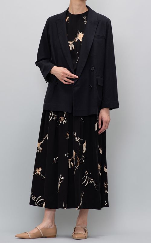 フラワープリントギャザーワンピース