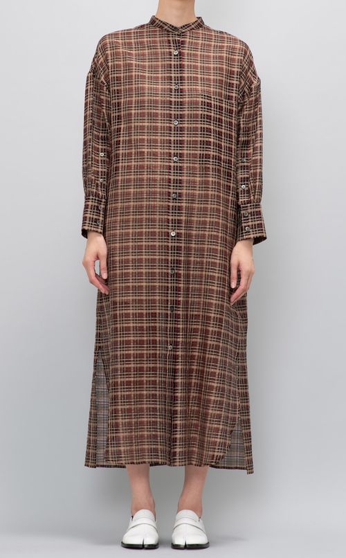 シアーチェックロングワンピース