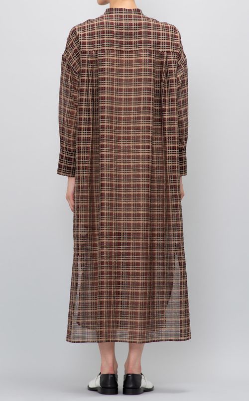 シアーチェックロングワンピース