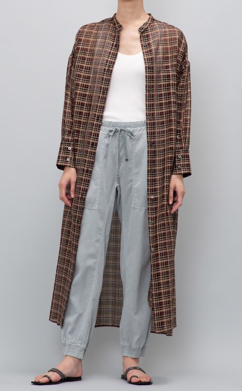 シアーチェックロングワンピース